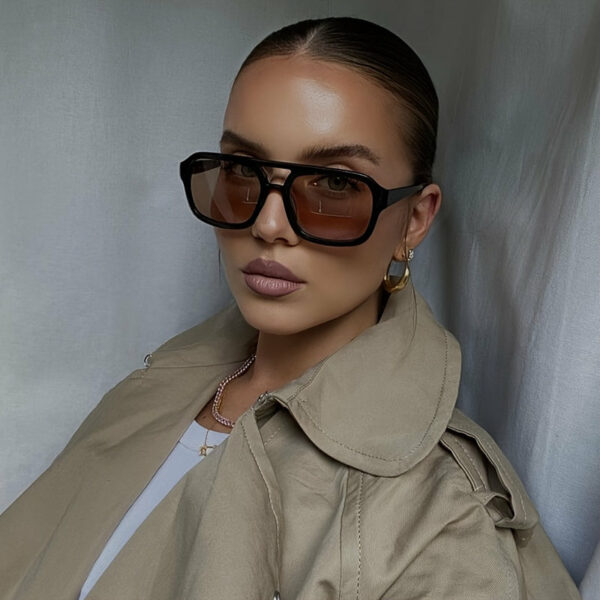 Women's Shield-Style Oversized Plastic Frame Fashion Glasses - Fashionable Decorative Glasses with Lightweight Design for Casual & Formal Outfits, Stylish Accessory | No Lens Accessories - Image 2