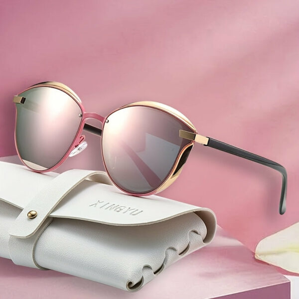 Polarized Cat Eye Glasses for Women - Mirrored Metal Frame, Fashion Sun Shades for Driving, Beach, Travel | Best Gift