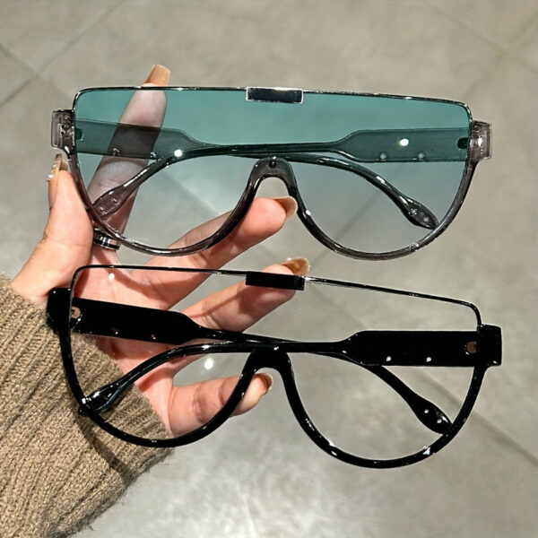 Unisex Fashionable Oversized Semi-Circular Sunglasses - Anti-Glare Sun Shades Perfect for Hiking, Beach Vacations, and Everyday Outdoor Activities; Durable Design and Style - Image 3