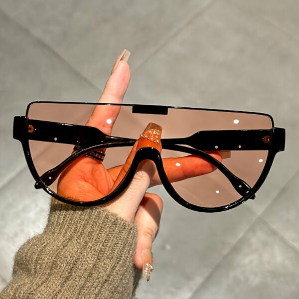 Unisex Fashionable Oversized Semi-Circular Sunglasses - Anti-Glare Sun Shades Perfect for Hiking, Beach Vacations, and Everyday Outdoor Activities; Durable Design and Style - Image 6