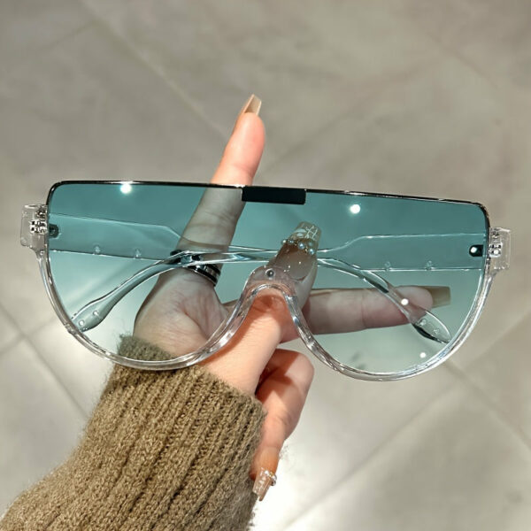 Unisex Fashionable Oversized Semi-Circular Sunglasses - Anti-Glare Sun Shades Perfect for Hiking, Beach Vacations, and Everyday Outdoor Activities; Durable Design and Style - Image 2