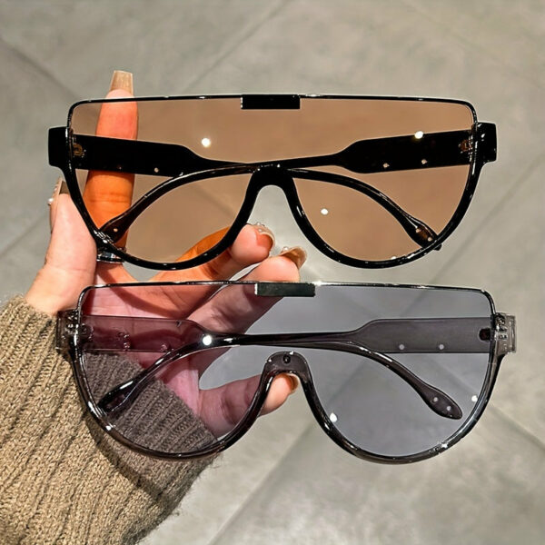 Unisex Fashionable Oversized Semi-Circular Sunglasses - Anti-Glare Sun Shades Perfect for Hiking, Beach Vacations, and Everyday Outdoor Activities; Durable Design and Style - Image 5