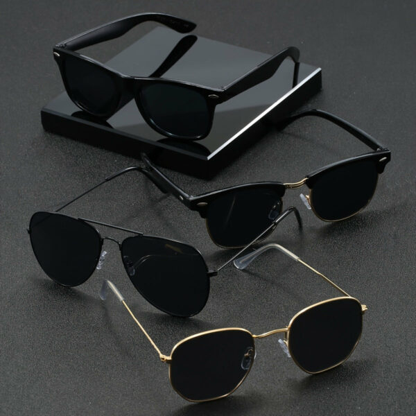 4 Pairs Men's Black Beige Irregular Oval Street Classic Casual Fashion Glasses, Suitable for Daily Commuter and Business Use