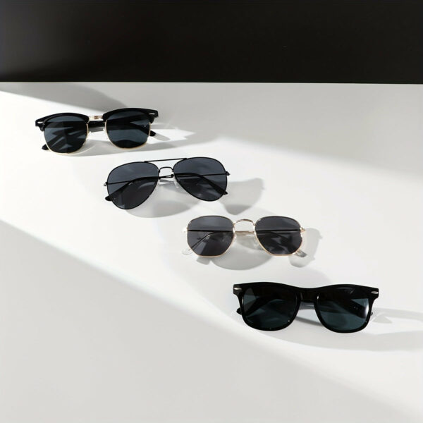 4 Pairs Men's Black Beige Irregular Oval Street Classic Casual Fashion Glasses, Suitable for Daily Commuter and Business Use - Image 3