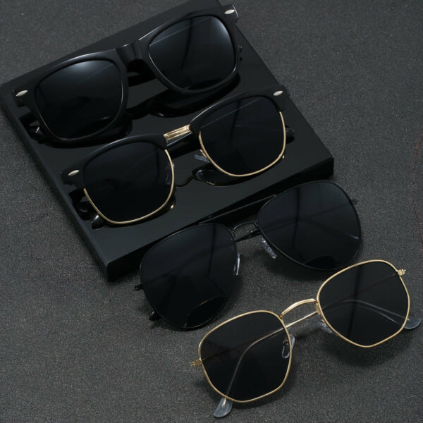 4 Pairs Men's Black Beige Irregular Oval Street Classic Casual Fashion Glasses, Suitable for Daily Commuter and Business Use - Image 2