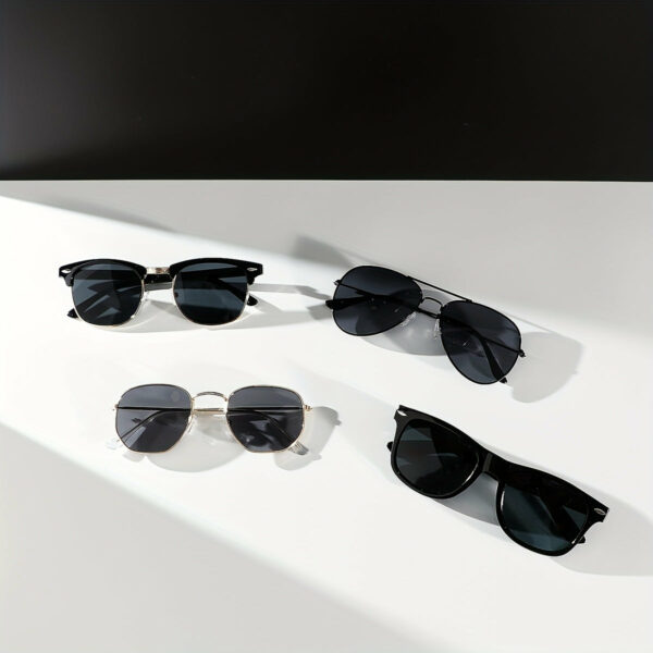 4 Pairs Men's Black Beige Irregular Oval Street Classic Casual Fashion Glasses, Suitable for Daily Commuter and Business Use - Image 5