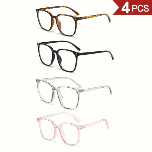 4 Pairs of Light Luxury High-end Multi-Purpose Men's and Women's Models in Multiple Colors, Solid Color Bright Surface Rectangular Large Frame Flat Mirror for Students, Office Workers, Daily Commuting, Traveling and Photography - Image 3