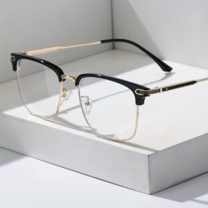 Classic Elegant Square Frame Golden Glasses, Metal Frame Glasses, For Men Women Daily School Decors, Ideal Choice For Gifts