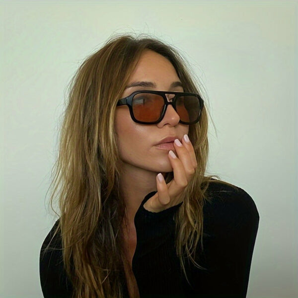Women's Shield-Style Oversized Plastic Frame Fashion Glasses - Fashionable Decorative Glasses with Lightweight Design for Casual & Formal Outfits, Stylish Accessory | No Lens Accessories - Image 3
