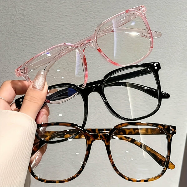 4 Pairs of Light Luxury High-end Multi-Purpose Men's and Women's Models in Multiple Colors, Solid Color Bright Surface Rectangular Large Frame Flat Mirror for Students, Office Workers, Daily Commuting, Traveling and Photography - Image 4