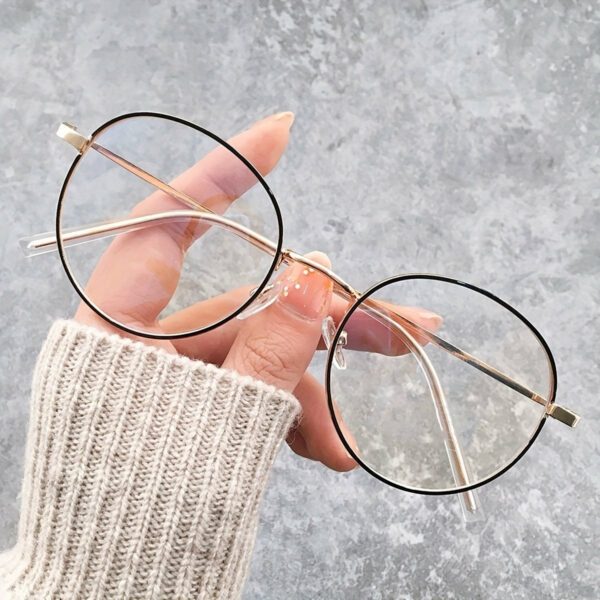 1 Bohemian Style Blue Light Blocking Glasses - Anti-Glare Clear Lens for Computer & Phone Use, Full-Rim Metal Frame, Oval Shape with Cleaning Cloth Included, Phone Protection Glasses|Trendy Eyeglasses|Durable Eyewear - Image 6