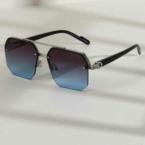 Stylish Men's Square Frame Fashion Glasses with Double Bridge - Anti-Reflective, Metal & Acetate, Perfect for & Casual Attire - Image 2