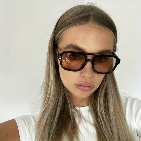 Women's Shield-Style Oversized Plastic Frame Fashion Glasses - Fashionable Decorative Glasses with Lightweight Design for Casual & Formal Outfits, Stylish Accessory | No Lens Accessories - Image 5