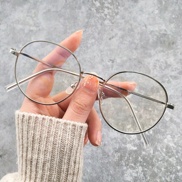1 Bohemian Style Blue Light Blocking Glasses - Anti-Glare Clear Lens for Computer & Phone Use, Full-Rim Metal Frame, Oval Shape with Cleaning Cloth Included, Phone Protection Glasses|Trendy Eyeglasses|Durable Eyewear - Image 2