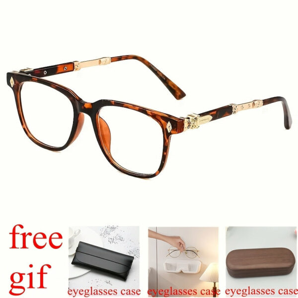 Four-piece Set Men's And Women's Glasses, Vintage Square Frame Blue Light Blocking Glasses, TAC Lens, PC Frame, Ideal for Climbing, Fishing, Running, Decorative Glasses with Cleaning Cloth Fashion Glasses Cat Eye Fashion High-end Fashion Glasses 1 - Image 2