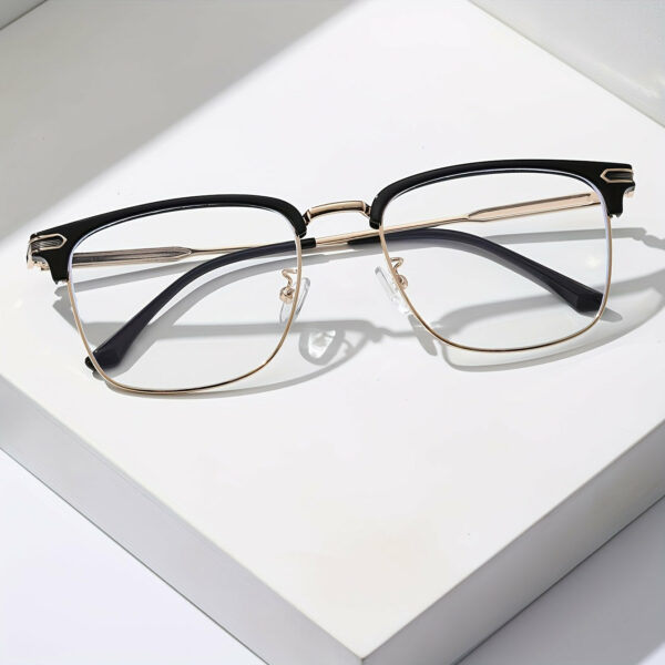 Classic Elegant Square Frame Golden Glasses, Metal Frame Glasses, For Men Women Daily School Decors, Ideal Choice For Gifts - Image 4