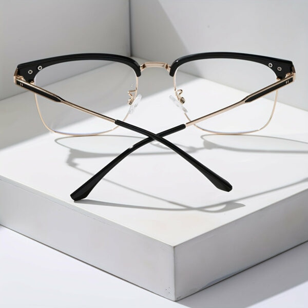 Classic Elegant Square Frame Golden Glasses, Metal Frame Glasses, For Men Women Daily School Decors, Ideal Choice For Gifts - Image 3