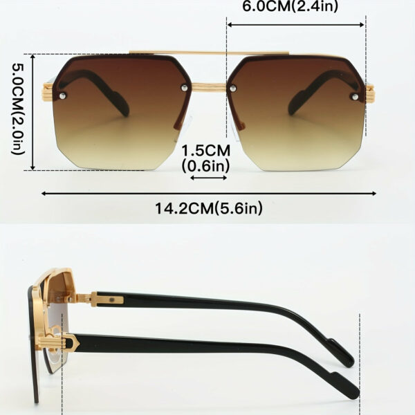 Stylish Men's Square Frame Fashion Glasses with Double Bridge - Anti-Reflective, Metal & Acetate, Perfect for & Casual Attire - Image 6
