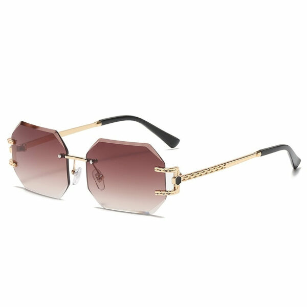 [Stylish Fashion Glasses] Gradient Women’s Fashion Glasses - Stylish Polygonal Rimless with Golden-Tone Metal Frame, UV Protection, Includes Elegant Case & 2 Microfiber Cleaning Cloths, Perfect for Outdoor Fashion - Image 7