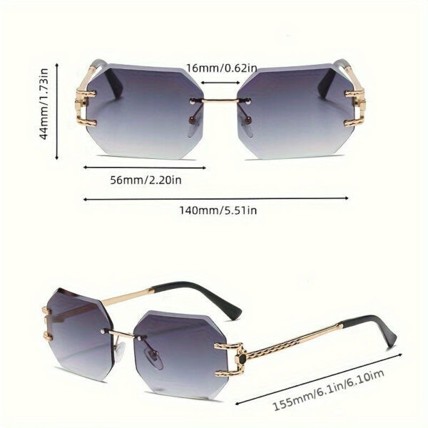 [Stylish Fashion Glasses] Gradient Women’s Fashion Glasses - Stylish Polygonal Rimless with Golden-Tone Metal Frame, UV Protection, Includes Elegant Case & 2 Microfiber Cleaning Cloths, Perfect for Outdoor Fashion - Image 6