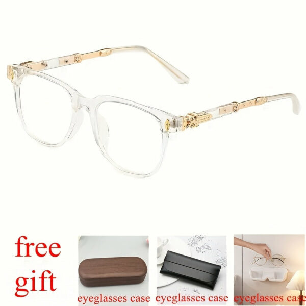 Four-piece Set Men's And Women's Glasses, Vintage Square Frame Blue Light Blocking Glasses, TAC Lens, PC Frame, Ideal for Climbing, Fishing, Running, Decorative Glasses with Cleaning Cloth Fashion Glasses Cat Eye Fashion High-end Fashion Glasses 1 - Image 4