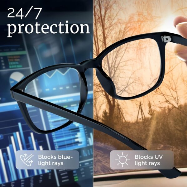 Visually Comfortable, Cyberpunk Style Square Blue Blocking Glasses - Oval Full Frame, Lightweight PC Material, Suitable for Use On Computers, Televisions, And Mobile Phones - Image 6