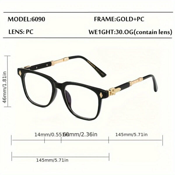 Four-piece Set Men's And Women's Glasses, Vintage Square Frame Blue Light Blocking Glasses, TAC Lens, PC Frame, Ideal for Climbing, Fishing, Running, Decorative Glasses with Cleaning Cloth Fashion Glasses Cat Eye Fashion High-end Fashion Glasses 1 - Image 3