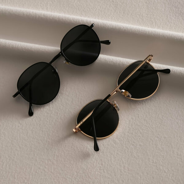 2pcs Stylish Women'S Round Metal Frame Fashion Glasses with Black Lenses - Elegant Temples, Decorative Design for Everyday Fashion, Everyday Fashion Glasses | Chic Eyewear | Durable Metal Frame, Glasses Accessories - Image 4