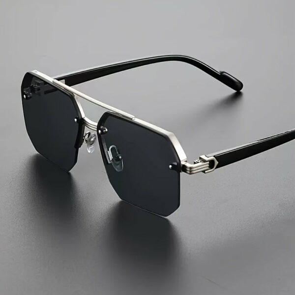 Stylish Men's Square Frame Fashion Glasses with Double Bridge - Anti-Reflective, Metal & Acetate, Perfect for & Casual Attire - Image 4