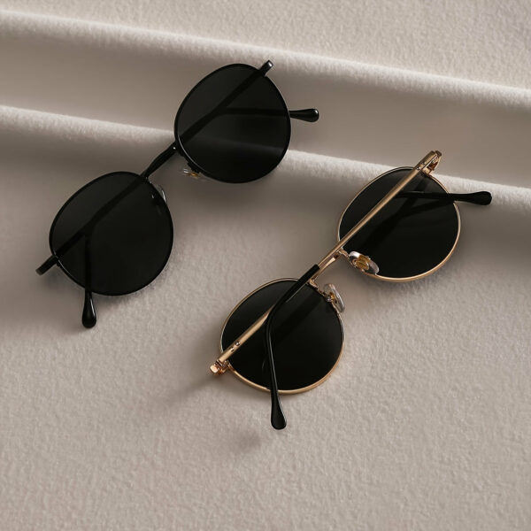2pcs Stylish Women'S Round Metal Frame Fashion Glasses with Black Lenses - Elegant Temples, Decorative Design for Everyday Fashion, Everyday Fashion Glasses | Chic Eyewear | Durable Metal Frame, Glasses Accessories - Image 3