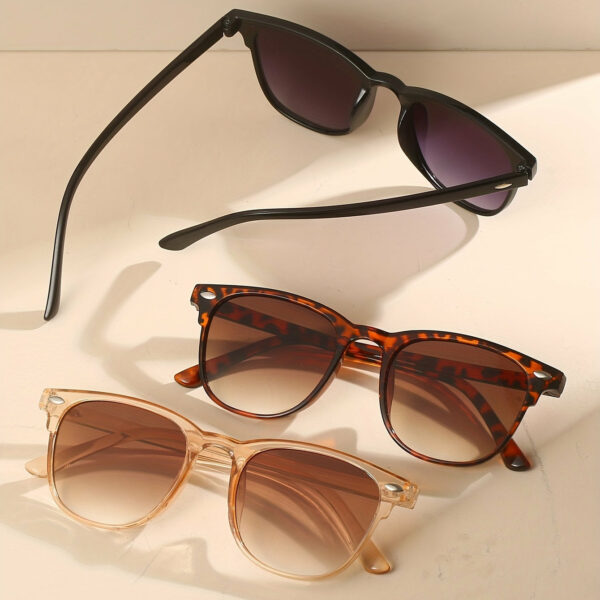 3 Pairs of Fashionable Rivet Glasses Three-in-One Set PC Material Daily Travel Glasses Simple and Versatile Fashion Glasses - Image 4
