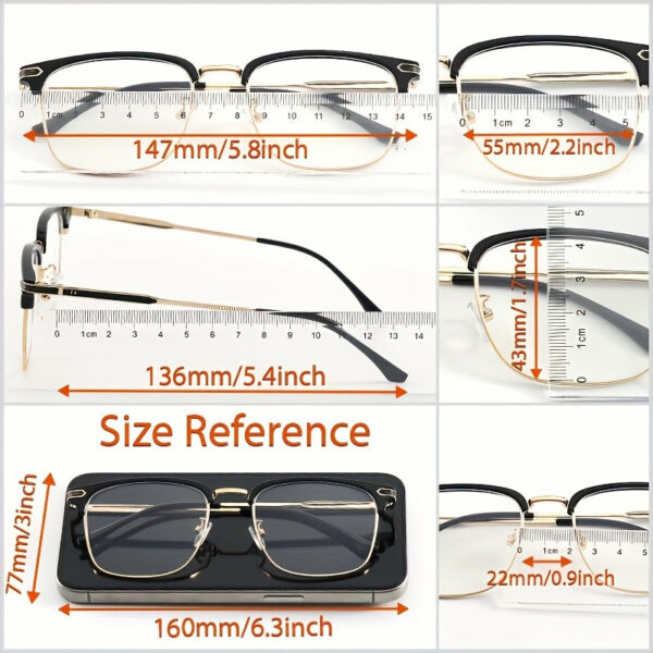 Classic Elegant Square Frame Golden Glasses, Metal Frame Glasses, For Men Women Daily School Decors, Ideal Choice For Gifts - Image 5