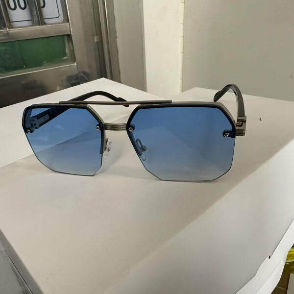 Stylish Men's Square Frame Fashion Glasses with Double Bridge - Anti-Reflective, Metal & Acetate, Perfect for & Casual Attire - Image 5
