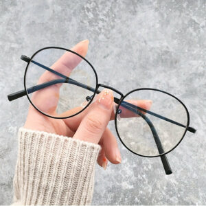 1 Bohemian Style Blue Light Blocking Glasses - Anti-Glare Clear Lens for Computer & Phone Use, Full-Rim Metal Frame, Oval Shape with Cleaning Cloth Included, Phone Protection Glasses|Trendy Eyeglasses|Durable Eyewear