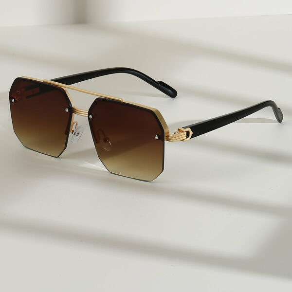 Stylish Men's Square Frame Fashion Glasses with Double Bridge - Anti-Reflective, Metal & Acetate, Perfect for & Casual Attire - Image 3