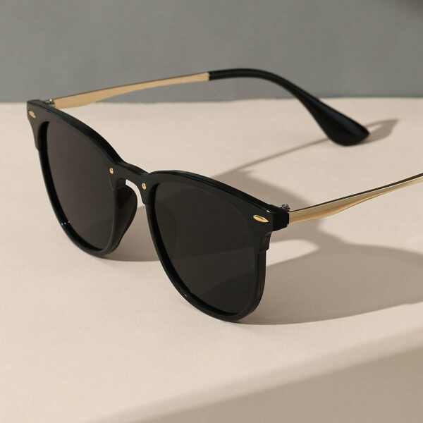 1pc Elegant Women'S Round Frame Glasses- Black Plastic, Golden Accents, AC Lenses, Modern Style Fashion Glasses, Stylish Accessory, Stylish AccessoryRound Frame DesignPlastic Frame - Image 6
