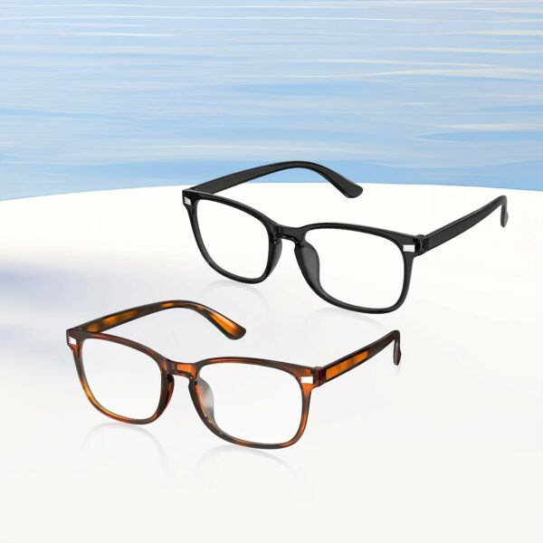 2pcs Blue Light Blocking Glasses for Computer, TV & Gaming - Stylish Black & Brown Tortoiseshell Rim Design, Full-Rim Protection, Comfortable Fit, Includes Cleaning Cloth - Image 3