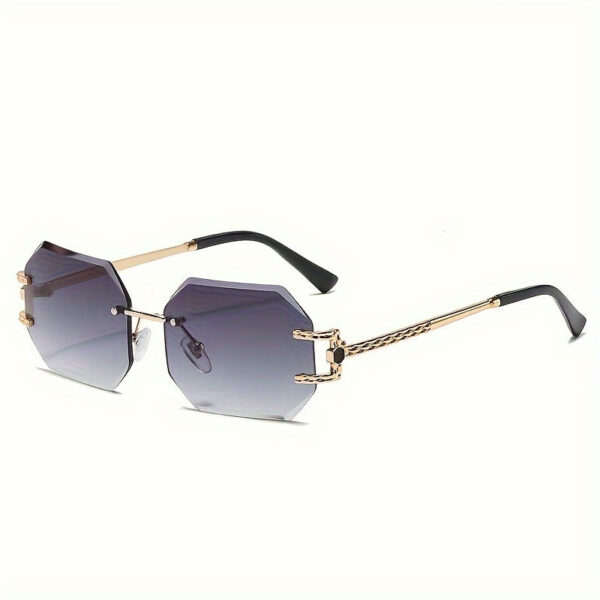[Stylish Fashion Glasses] Gradient Women’s Fashion Glasses - Stylish Polygonal Rimless with Golden-Tone Metal Frame, UV Protection, Includes Elegant Case & 2 Microfiber Cleaning Cloths, Perfect for Outdoor Fashion - Image 2