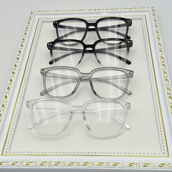 Visually Comfortable, Cyberpunk Style Square Blue Blocking Glasses - Oval Full Frame, Lightweight PC Material, Suitable for Use On Computers, Televisions, And Mobile Phones - Image 3